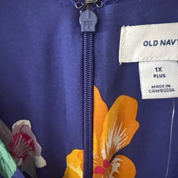🟣Old Navy Blue V-Neck Blue Floral Dress – Size XL. - Picture 6 of 6